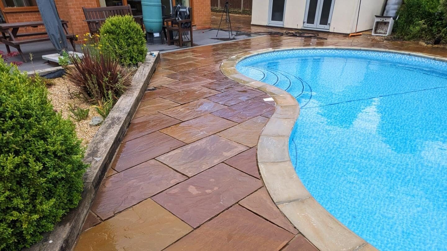 Clean patio and pool area